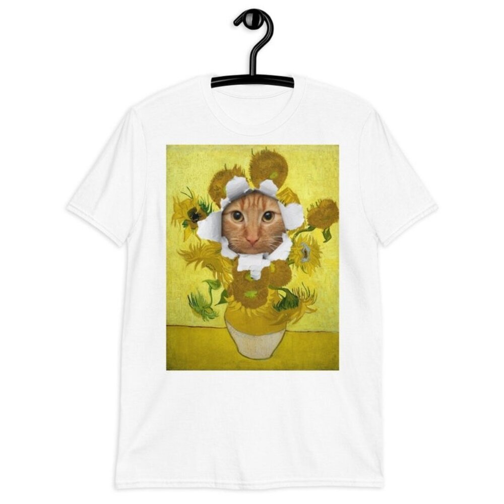 Funny Cat T-Shirt, Cat Sunflowers TShirt, Cat Owner Tee Silly